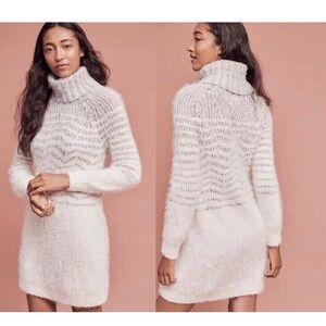 Anthropologie SLEEPING ON SNOW Shelby Eyelash Sweater Dress Turtleneck ~ XL